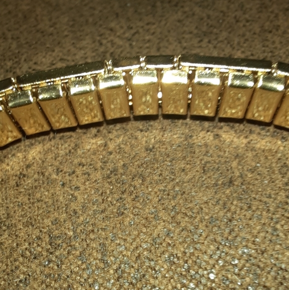 Vintage two tone stretch bracelet, art deco style metal - Picture 6 of 10